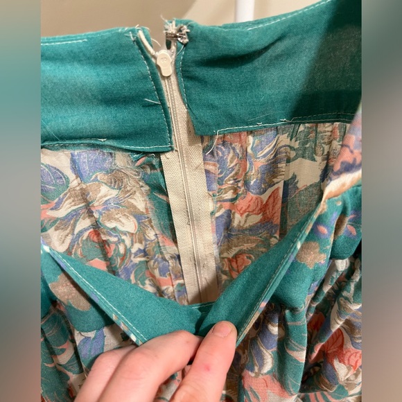 Vintage Hippie 1960's Floral & Lace Print Sleeve Crochet Hem Maxi - Picture 5 of 7